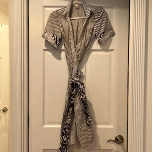 Striped and leopard wrap dress size 0